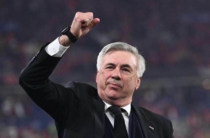 Pelatih Real Madrid Carlo Ancelotti. (AFP/Anne-Christine POUJOULAT)