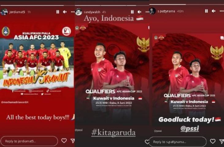 Jordi Amat Cs beri dukungan untuk Timnas Indonesia jelang lawan Kuwait. (Instagram)