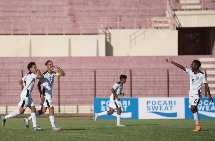 Timor Leste saat membantai Brunei di Piala AFF U-16 2022. (Twitter/@AFFPress)