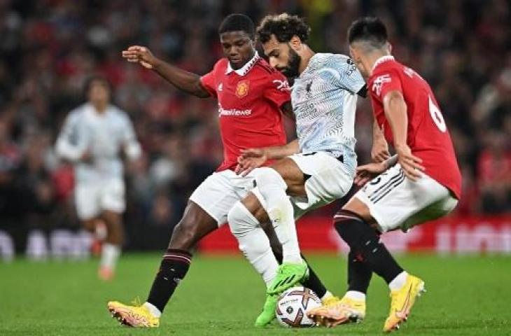 Potret pertandingan saat Manchester United kalahkan Liverpool 2-1 pada pekan ketiga Liga Inggris 2022/2023. (AFP)