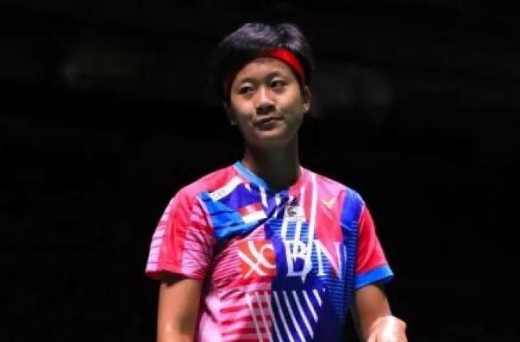 Pebulu tangkis tunggal putri Indonesia, Putri Kusuma Wardani ketika menghadapi Soniia Cheah (Malaysia) dalam laga babak pertama atau 64 besar Kejuaraan Dunia 2022 (BWF World Championships 2022) di Tokyo Metropolitan Gymnasium, Tokyo, Jepang, Selasa (23/8/2022). [PBSI]