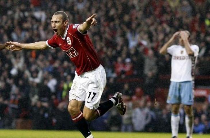 Henrik Larsson saat bermain di Manchester United. (AFP)