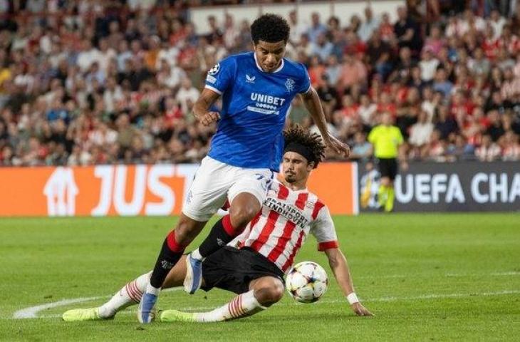 Rangers berhasil lolos ke putaran final Liga Champions 2022/2023 usai kalahkan PSV Eindhoven dengan skor agregat 3-2 di babak playoff. (Twitter)