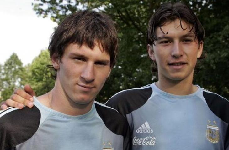 Gustavo Oberman bersama Lionel Messi saat membela Timnas Argentina U-20. (Twitter)