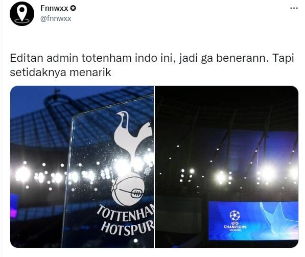 Tulisan 'Assalamualaikum UCL' di Stadion Tottenham Hotspur. (Twitter/@fnnwxx)