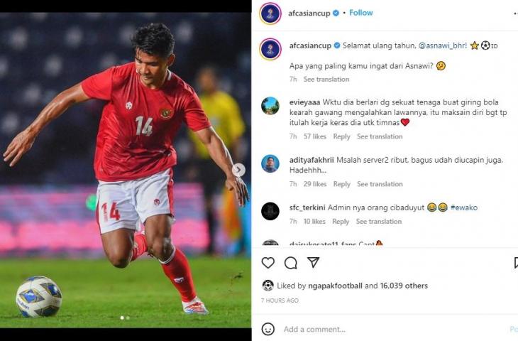 Asnawi Mangkualam mendapatkan ucapan selamat ulang tahun dari akun Instagram @afcasiancup (Instagram/@afcasiancup)