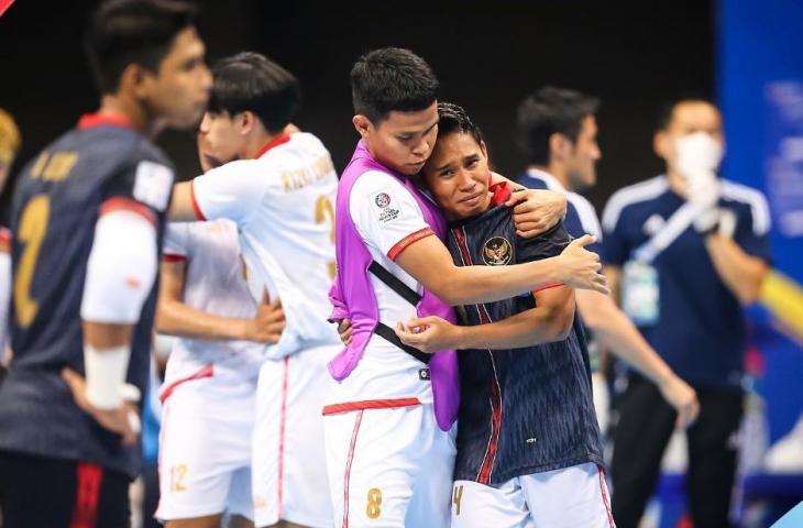 Timnas Futsal Indonesia usai kalah 2-3 dari Jepang di Piala Asia Futsal 2022. (Dok. FFI)