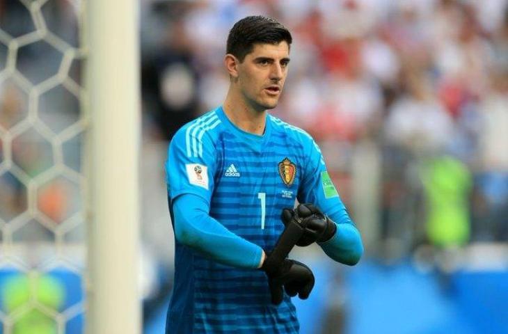 Thibaut Courtois saat membela Timnas Belgia di Piala Dunia 2018. (Twitter)