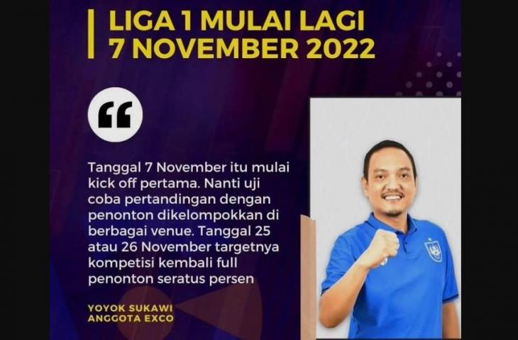 Yoyok Sukawi menjadi sorotan saat mengomentari kapan bergulirnya Liga 1 2022/2023 (Twitter/aryaabhata)