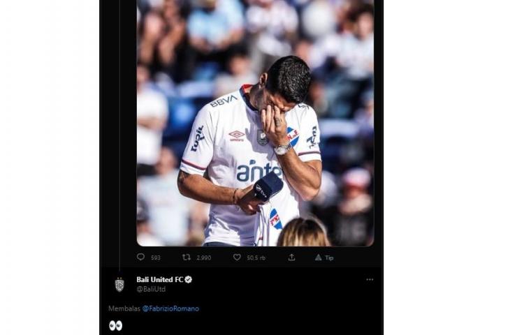 Bali United mencoba menggoda Luis Suarez (Twitter/@FabrizioRomano)