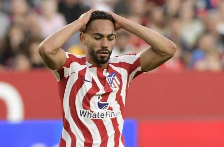 Pemain depan Atletico Madrid asal Brasil Matheus Cunha bereaksi selama pertandingan sepak bola Liga Spanyol antara Sevilla FC dan Club Atletico de Madrid di stadion Ramon Sanchez Pizjuan di Seville pada 1 Oktober 2022.
CRISTINA QUICLER / AFP