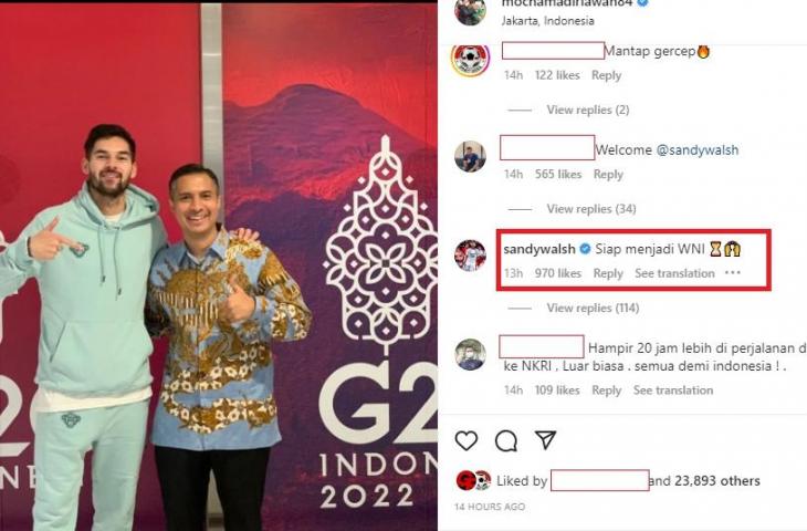 Sandy Walsh sudah siap menjadi WNI (Instagram/Mochamadiriawan84)