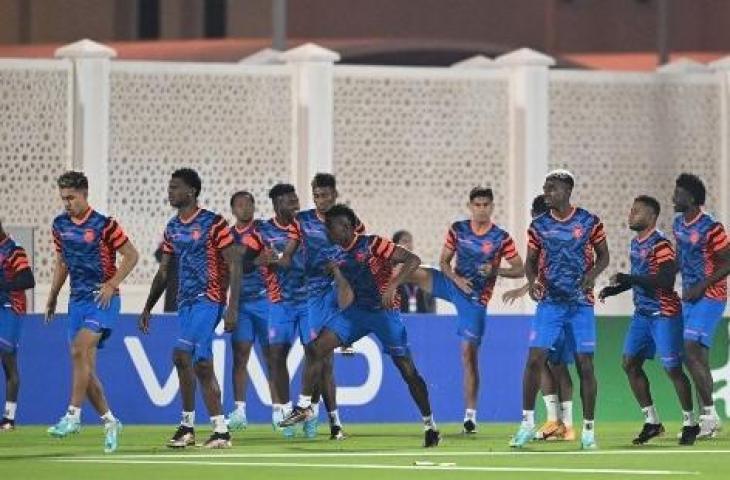 Pemain Timnas Ekuador saat sesi latihan jelang laga perdana lawan Qatar di Piala Dunia 2022. (AFP)