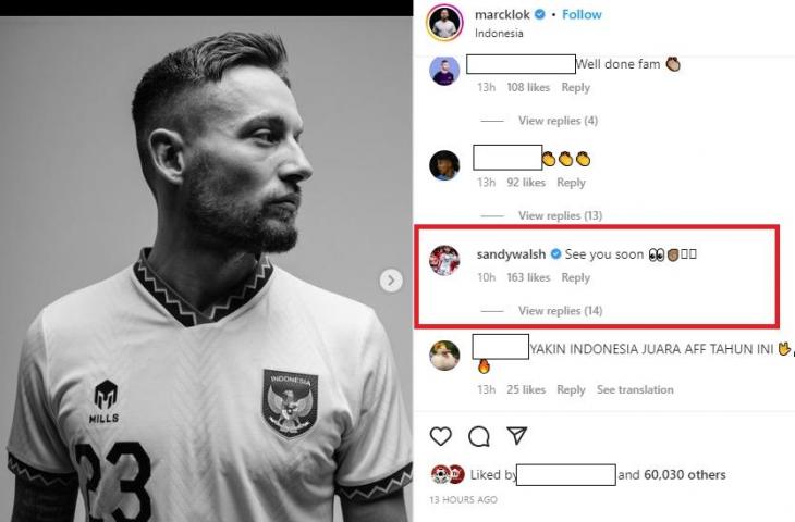 Sandy Walsh mengomentari postingan Marc Klok (Instagram/marcklok)