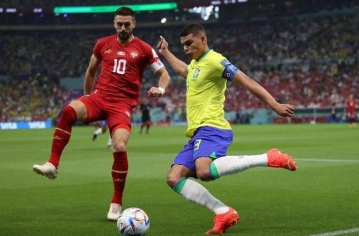 Thiago Silva saat beraksi bersama Brasil di Piala Dunia 2022. (AFP)