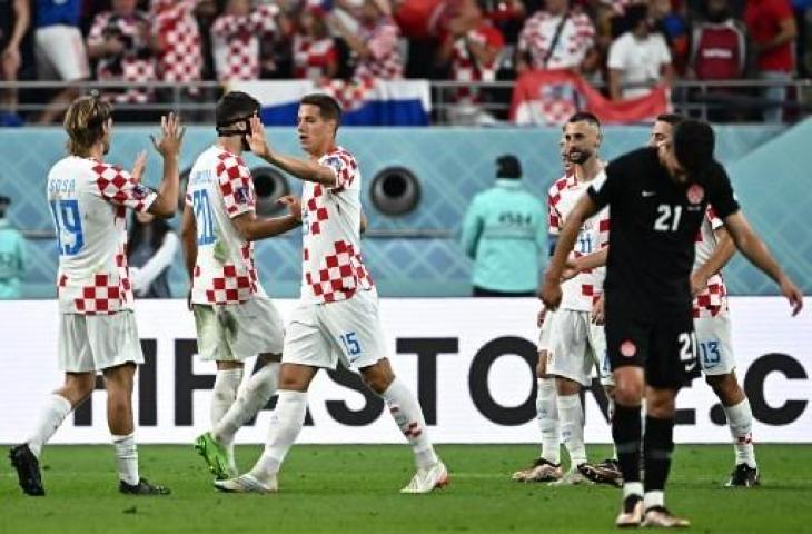 Selebrasi pemain Kroasia usai taklukkan Kanada 4-1 di Piala Dunia 2022. (AFP)