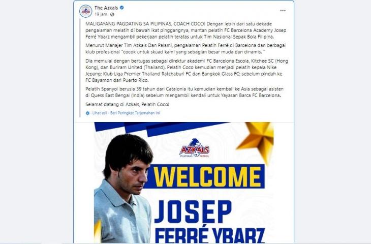 Filipina Tunjuk Eks Pelatih Barcelona, Josep Ferré Ybarz Jelang Piala AFF 2022