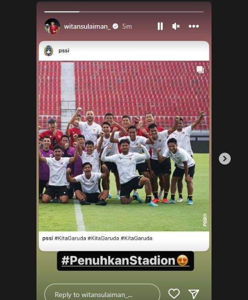 Penggawa timnas Indonesia, Witan Sulaeman menyerukan 'penuhkan stadion'. (Instagram/witansulaiman_)