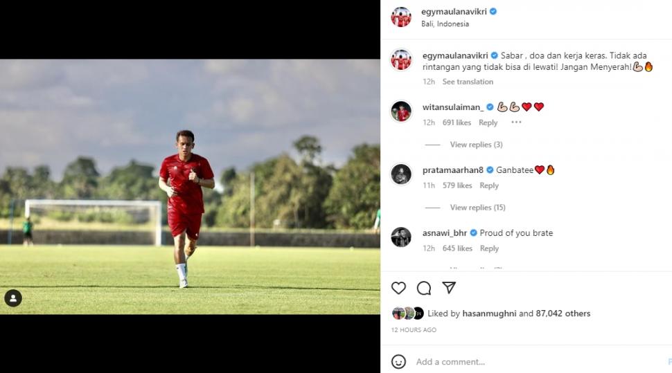 Egy Maulana Vikri merespons usai kabar dirinya dilepas FC ViOn Zlate Moravce. (Instagram/egymaulanavikri)