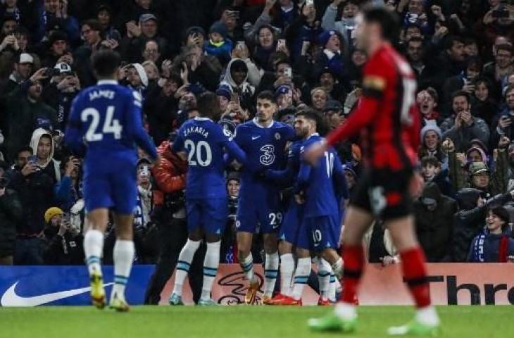 Selebrasi Kai Havertz usai cetak gol saat Chelsea taklukkan Bournemouth 2-0. (AFP)