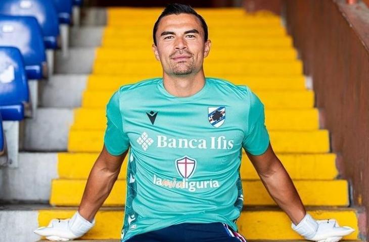 Kiper Sampdoria, Emil Audero yang merupakan pemain keturunan Indonesia yang bermain di Liga Italia. (Instagram/@emil_audero)