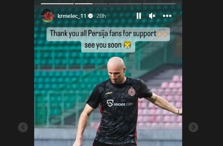 Michael Krmencik ucapkan terima kasih ke fan Persija atas dukungan terhadapnya. (Instagram/krmelec_11)