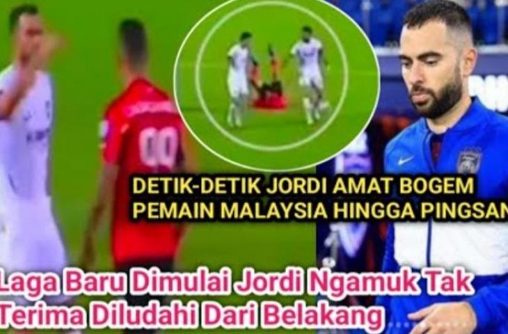 Cek Fakta Jordi Amat bogem pemain Malaysia hingga pingsan. (YouTube/Kreator Bola)