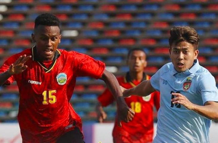 Myanmar taklukkan Timor Leste 1-0 pada laga Grup B SEA Games 2023. (Twitter/@theaseanball)