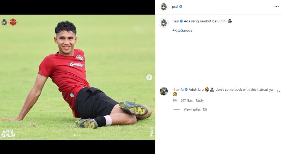 Marselino Ferdinan curi perhatian rekan setimnya di KMSK Deinze, Ilhan Fandi. (Instagram/PSSI)