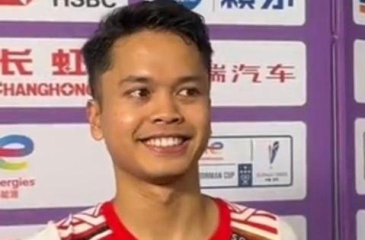 Lirikan Anthony Ginting menjadi sorotan (Twitter/SPOTV_Indonesia)