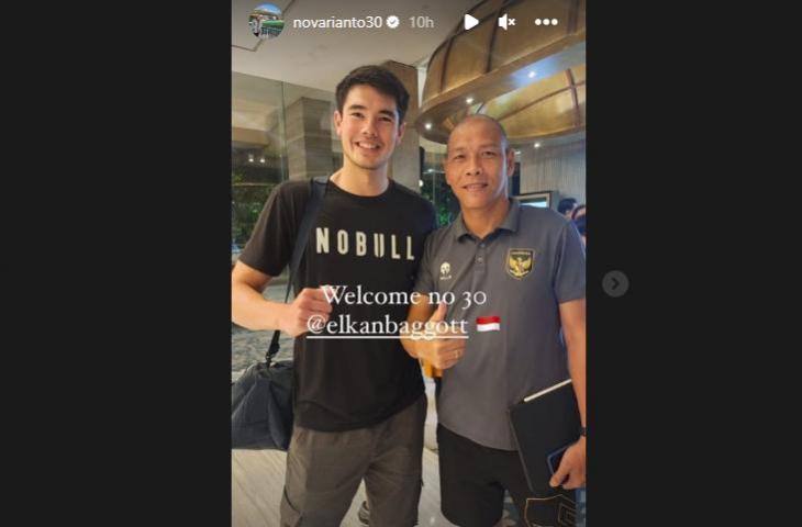 Nova Arianto memastikan Elkan Baggott sudah bergabung bersama Timnas Indonesia (Instagram/novaarianto30)