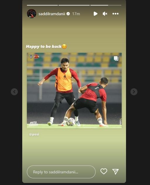 Saddil Ramdani gabung latihan timnas Indonesia. (Instagram/saddilramdanii)