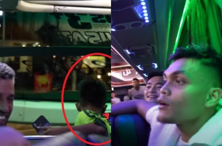 Anak kecil nyasar di bus Timnas Indonesia. (YouTube/PSSI)