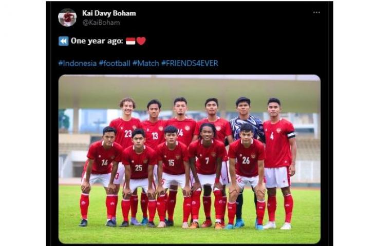 Kai Boham mengunggah momen bersama skuad Timnas Indonesia U-19 (Twitter/kaiboham)