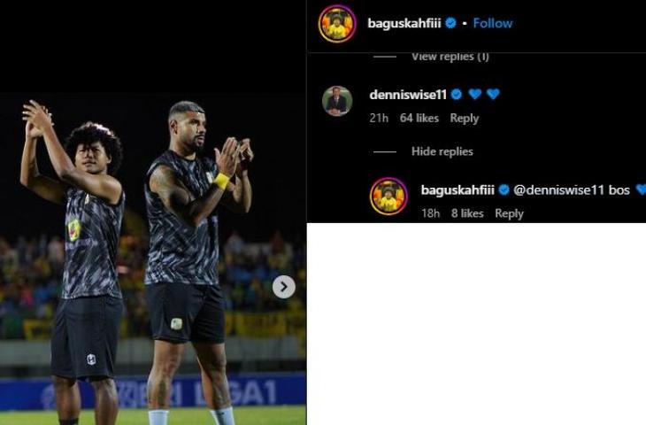 Dennis Wise memberikan respons usai Bagus Kahfi menjalani debut bersama Barito Putera (Instagram/baguskahfii)