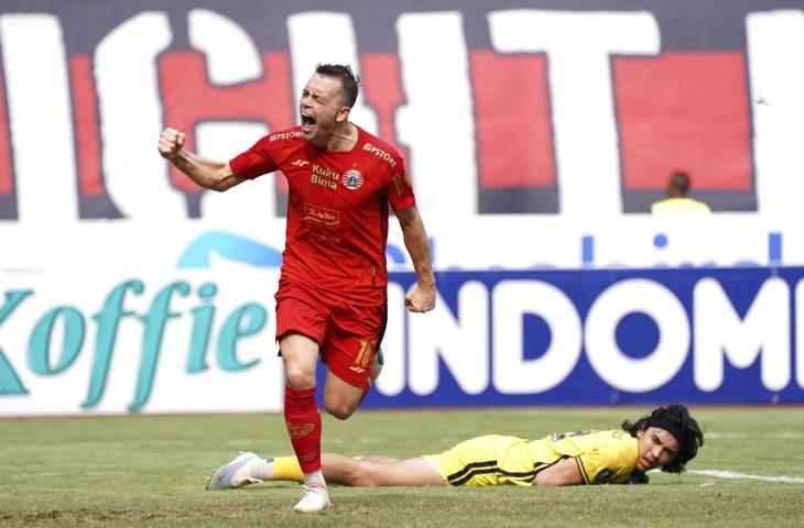 Selebrasi Maciej Gajos usai cetak gol perdana saat Persija Jakarta ditahan imbang Arema FC 2-2. (Dok. Persija)