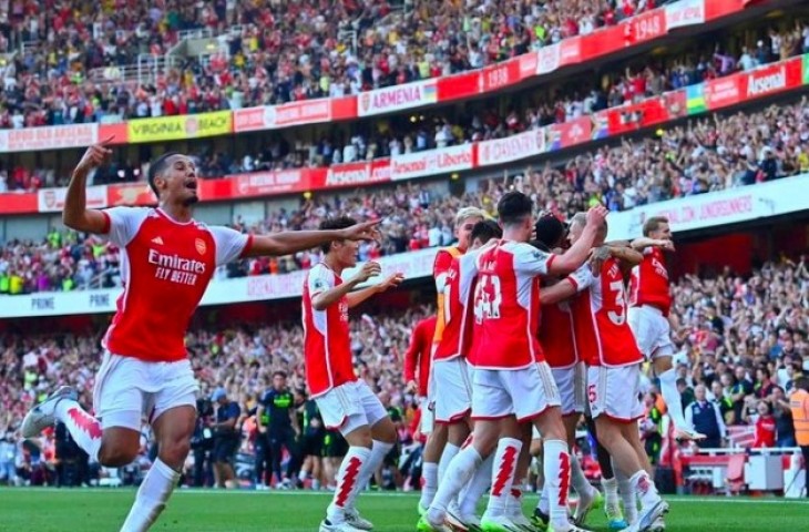 Selebrasi pemain Arsenal usai kalahkan Manchester United 3-1. (Dok. Arsenal)