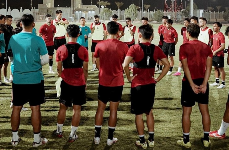 Latihan Timnas Indonesia asuhan Shin Tae-yong sebelum menghadapi Irak