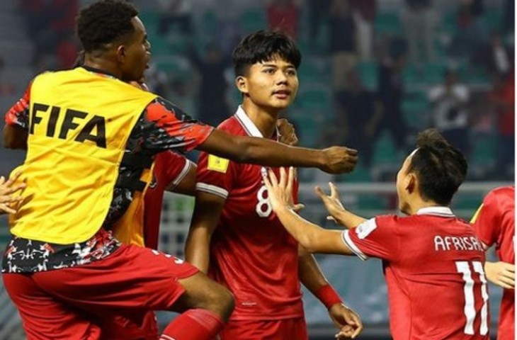 Selebrasi para pemain Timnas Indonesia U-17 saat mencetak gol pada Piala Dunia U-17 2023