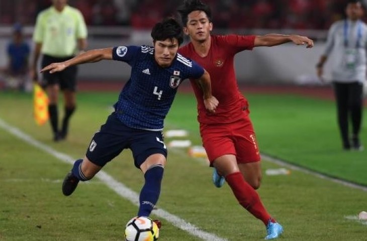 Timnas Indonesia vs Jepang. (ANTARA FOTO/Akbar Nugroho Gumay)