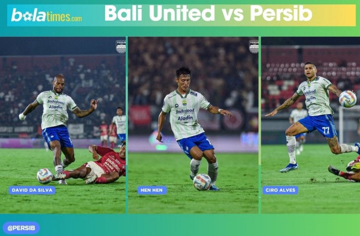 Pemain Persib berjibaku melawan serangan pemain Bali United. (rizki laelani/@persib)