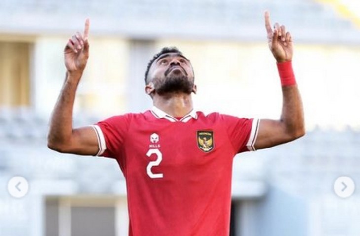 Selebrasi yakob Sayuri usai cetak gol ke gawang Libya (@timnas.indonesia)