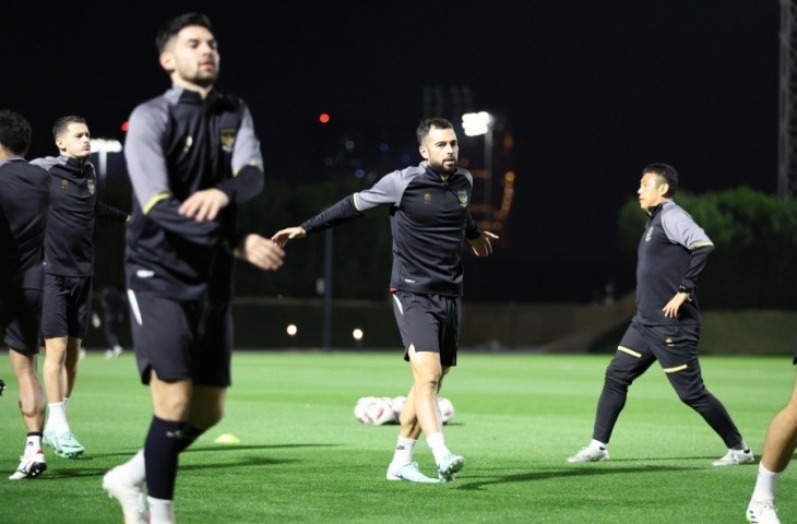 Sejumlah pemain timnas Indonesia menjalani latihan untuk menghadapi laga uji coba melawan Iran sebelum tampil di Piala Asia, Qatar. (PSSI).