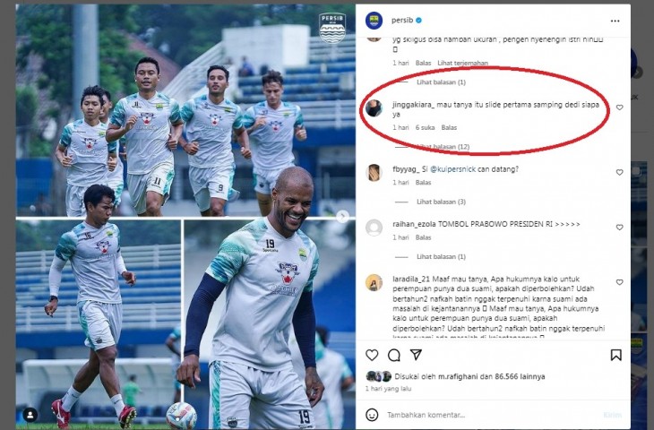 Pertanyaan bobotoh terkait sosok di latihan Persib. 