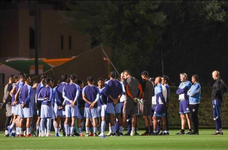 Persiapan Timnas India sebelum menghadapi Uzbekistan di laga kedua Piala Asia grup B (Tangkapan layar Instagram @indianfootball)