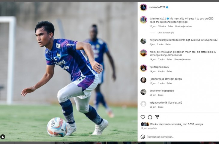 Tangkap layar unggahan pemain Persib, Zalando.