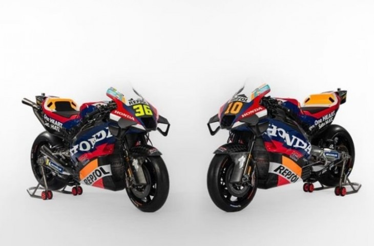 Tim Repsol Honda (HRC) menghadirkan pembaruan desain, corak warna, dan teknis untuk motor RC213V 2024. (Instagram/@hrc_motogp).