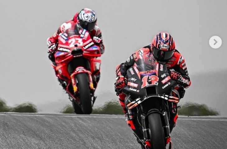 Pebalap Aprilia, Maverick Vinales mengaku tak bisa mengatakan kecewa meski gagal finis di Sirkuit Algarve, Portimao pada balapan MotoGP Portugal 2024. (Instagram/@aprilia).