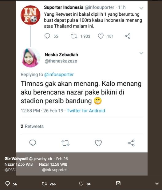 Nazar jika Timnas menang. (twitter/giewahyudi)