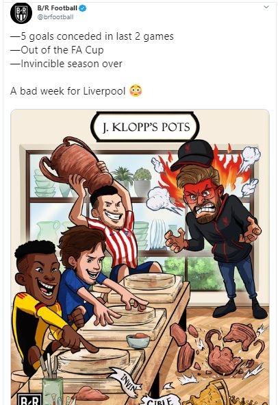 Meme Liverpool kalah lagi. (Twitter/ brfootball)